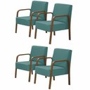 Ver imagem 1 de Kit 4 Poltronas 1 Lugar Jade Braço Madeira Turquesa
