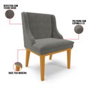 Ver imagem 3 de Kit 10 Cadeiras Estofadas para Sala de Jantar Base Fixa de Madeira Castanho Lia Suede Grafite - Ibiz