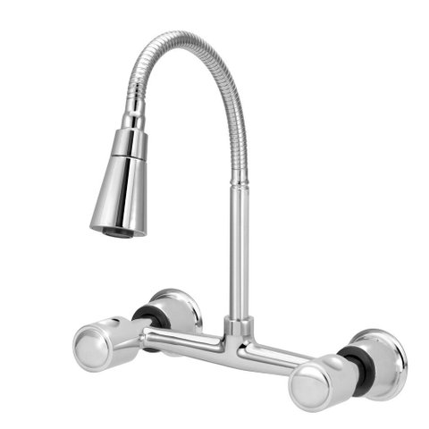 Torneira Misturador Parede Cozinha Gourmet Cone Duplo Jato