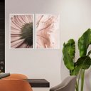 Ver imagem 2 de Kit 2 Quadros Modernos Flor e Folha Rosê 33x24cm:moldura Preta