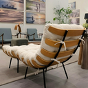 Ver imagem 4 de Poltrona Costela Linho Branca Sala Estar Adao com Puff Luxo