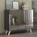 Ver imagem 2 de Aparador Buffet 3 Portas com Espelho Retrô Vegas Multimóveis MP1013 Preto/Branco