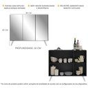 Ver imagem 4 de Aparador Buffet 3 Portas com Espelho Retrô Vegas Multimóveis MP1013 Preto/Branco