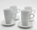 Ver imagem 2 de Kit Jogo 4 Xícaras Café, Chá 150ml Cônica Alta com Pires - Porcelana Branca (2)