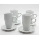 Ver imagem 2 de Kit Jogo 4 Xícaras Café, Chá 150ml Cônica Alta com Pires - Porcelana Branca (2)