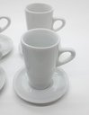 Ver imagem 5 de Kit Jogo 4 Xícaras Café, Chá 150ml Cônica Alta com Pires - Porcelana Branca (2)