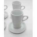 Ver imagem 5 de Kit Jogo 4 Xícaras Café, Chá 150ml Cônica Alta com Pires - Porcelana Branca (2)