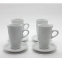 Ver imagem 1 de Kit Jogo 4 Xícaras Café, Chá 150ml Cônica Alta com Pires - Porcelana Branca (2)