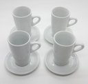 Ver imagem 3 de Kit Jogo 4 Xícaras Café, Chá 150ml Cônica Alta com Pires - Porcelana Branca (2)