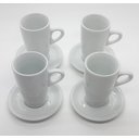 Ver imagem 3 de Kit Jogo 4 Xícaras Café, Chá 150ml Cônica Alta com Pires - Porcelana Branca (2)