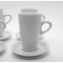 Ver imagem 4 de Kit Jogo 4 Xícaras Café, Chá 150ml Cônica Alta com Pires - Porcelana Branca (2)
