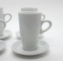Ver imagem 4 de Kit Jogo 4 Xícaras Café, Chá 150ml Cônica Alta com Pires - Porcelana Branca (2)