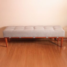 Banco Decorativo Recamier Lounge para Sala e Quarto em Linho - Bege Claro - 4
