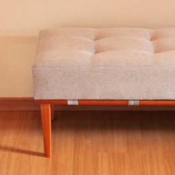 Banco Decorativo Recamier Lounge para Sala e Quarto em Linho - Bege Claro - 8