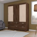 Ver imagem 1 de Guarda-Roupa Solteiro 3 Portas de Correr 6 Gavetas Flex Color Briz