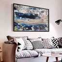Ver imagem 1 de Quadro Decorativo Caixa Pincelada Azul Tacolado Moldura Caixa 3cm Madeira com Vidro 40 X 60cm