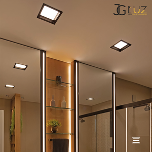 Kit 17 Painel Plafon Led Teto Embutir Quadrado 24w Bco / Pto - Preto - Bco Frio 6500k - 110v/220v
