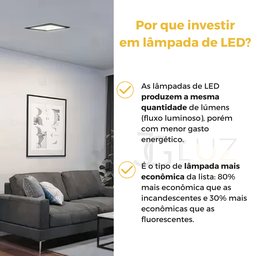 Kit 17 Painel Plafon Led Teto Embutir Quadrado 24w Bco / Pto - Preto - Bco Frio 6500k - 110v/220v - 4
