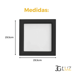 Kit 17 Painel Plafon Led Teto Embutir Quadrado 24w Bco / Pto - Preto - Bco Frio 6500k - 110v/220v - 6