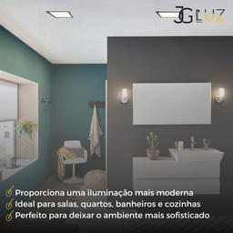 Kit 17 Painel Plafon Led Teto Embutir Quadrado 24w Bco / Pto - Preto - Bco Frio 6500k - 110v/220v - 5