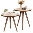 Ver imagem 1 de Conjunto de 2 Mesinhas Decorativas Lateral e Apoio 100% MDF:Off White/Freijó
