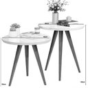 Ver imagem 3 de Conjunto de 2 Mesinhas Decorativas Lateral e Apoio 100% MDF:Off White/Freijó
