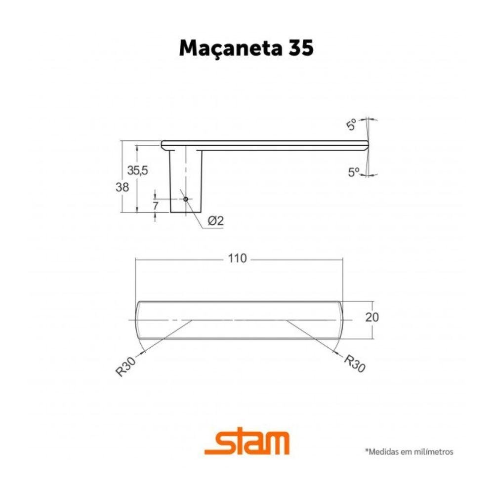 Fechadura Banheiro 823-35 Roseta Quadrada Inox - Stam - 2