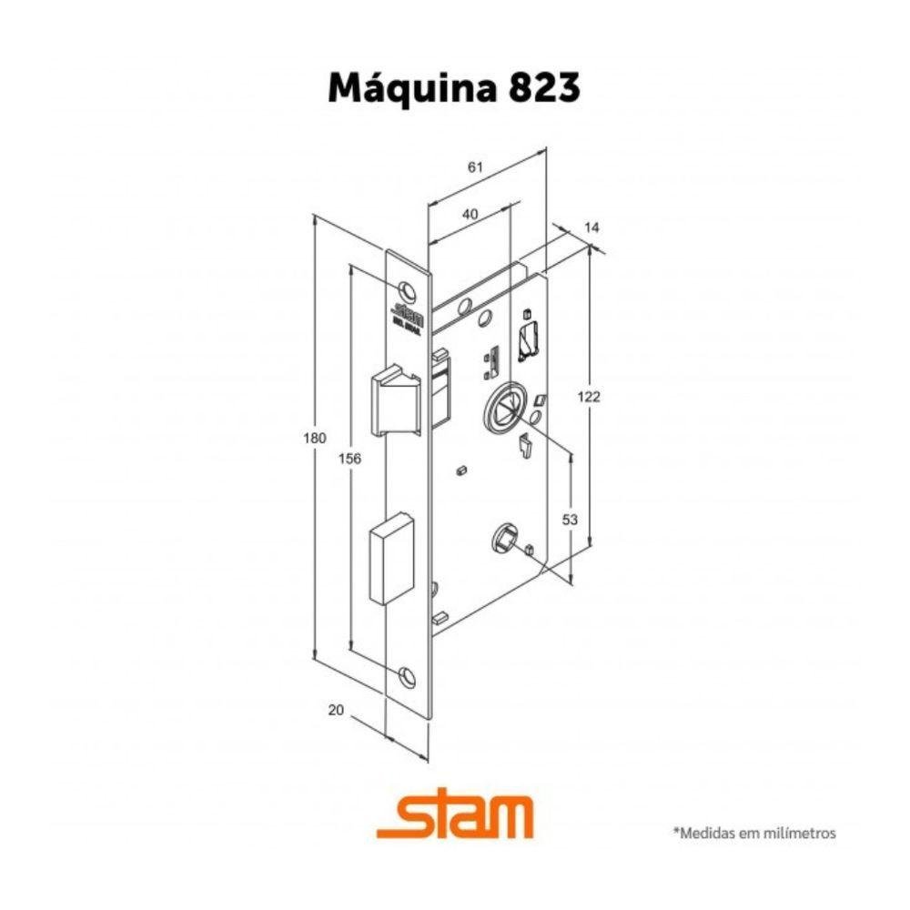 Fechadura Banheiro 823-35 Roseta Quadrada Inox - Stam - 3