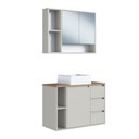 Ver imagem 2 de Conjunto Banheiro Gabinete com Cuba e Espelheira 3 Portas 3 Gavetas 80cm Multimóveis Crart-CON006