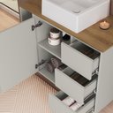 Ver imagem 7 de Conjunto Banheiro Gabinete com Cuba e Espelheira 3 Portas 3 Gavetas 80cm Multimóveis Crart-CON006