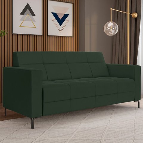 Sofá 2 Lugares Sala Living Industrial 160cm Senna K01 Veludo Verde - Lyam Decor