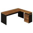 Ver imagem 5 de Mesa Escritório em L com Gaveteiro 1,50x1,50M - Webstart - Nogal Sevilha/Preto - 21416