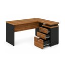 Ver imagem 4 de Mesa Escritório em L com Gaveteiro 1,50x1,50m Workstart Nogal Sevilha/Preto