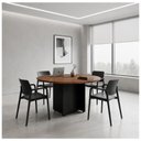 Ver mais imagens de Mesa de Reunião Redonda Work Start com Caixa de Tomadas -1,10x1,10x0,74m - Nogal Sevilha/Preto