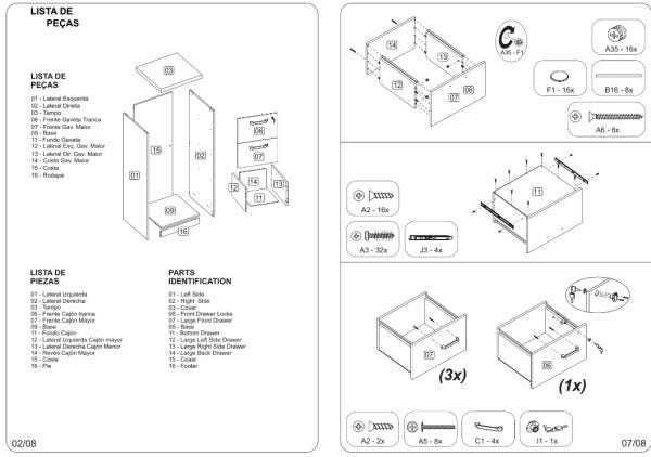 Arquivo 4 Gavetas Pasta Suspensa - Workstart - Nogal Sevilha/Preto - 21410 - 4