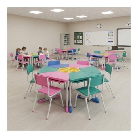 Conjunto Escolar Hexagonal Baby Mesas e Cadeiras - 02 a 06 Anos - Baby - 41006