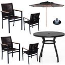 Ver imagem 1 de Jogo Conjunto de Mesa 4 Cadeiras Jardim Piscina em Corda Náutica e Aluminio Preto
