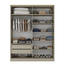 Guarda-Roupa Solteiro 100% MDF 4 Portas Brescia Bege/Panna - 4 Guarda-Roupa Solteiro 100% MDF 4 Portas Brescia Bege/Panna - 4