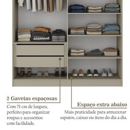 Guarda-Roupa Solteiro 100% MDF 4 Portas Brescia Bege/Panna - 12 Guarda-Roupa Solteiro 100% MDF 4 Portas Brescia Bege/Panna - 12