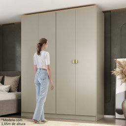 Guarda-Roupa Solteiro 100% MDF 4 Portas Brescia Bege/Panna - 13 Guarda-Roupa Solteiro 100% MDF 4 Portas Brescia Bege/Panna - 13