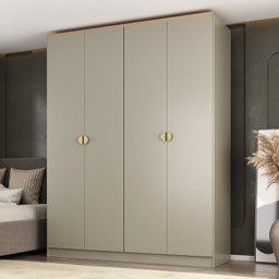 Guarda-Roupa Solteiro 100% MDF 4 Portas Brescia Bege/Panna - 1 Guarda-Roupa Solteiro 100% MDF 4 Portas Brescia Bege/Panna - 1