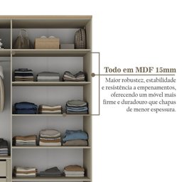 Guarda-Roupa Solteiro 100% MDF 4 Portas Brescia Bege/Panna - 6 Guarda-Roupa Solteiro 100% MDF 4 Portas Brescia Bege/Panna - 6