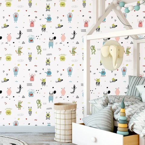 Papel de Parede Infantil - Monstrinhos Arte Destaque 3 Metros