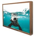 Ver imagem 4 de Quadro Decorativo Leão Marinho em Moldura Caixa Tacolado Moldura Trad 1cm Madeira Escura sem Vidro 3
