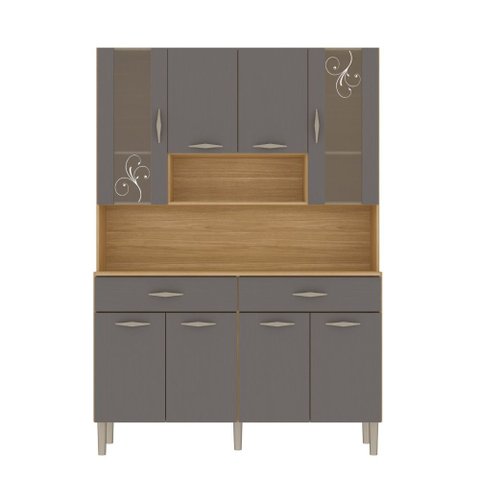 Kit Armário de Cozinha Completa Golden 8 Portas com Nichos Freijó Gris Kits Paraná