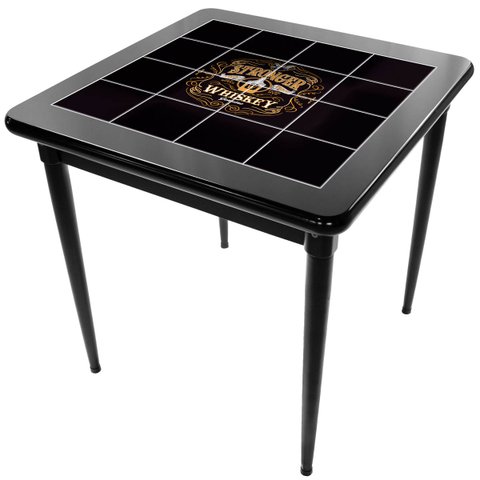 Mesa de Madeira Jantar Maciça Rústica Quadrada Empório Tambo - Stronger Whiskey - Preta