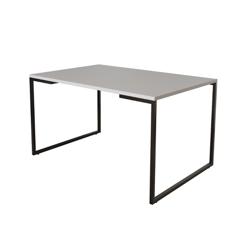 Mesa de Jantar Industrial Base Ferro Preto Tampo 137x90 Branco
