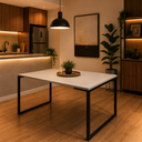 Ver imagem 1 de Mesa Sala e Jantar Modelo Industrial com Base Ferro Preto Tampo 137x90 Branco
