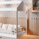 Ver imagem 4 de Cama Infantil Montessoriana Crystal Quarto Criança Casinha Grade de Proteção com Colchão Cor Branco