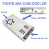 Fonte Chaveada 20a-12v-Bivolt-Fita Led-Câmeras-Eletrônicos - 3